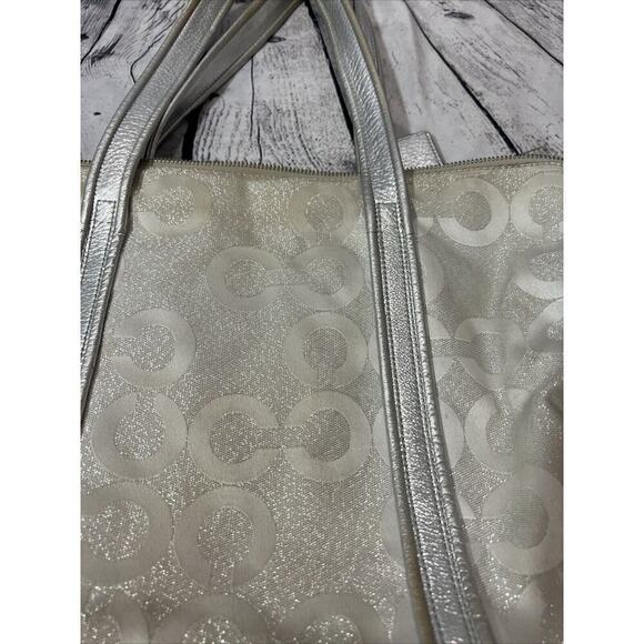 COACH Poppy Signature Silver Jacquard Large Designer‎ Tote Shoulder Bag 14575 - Picture 14 of 16